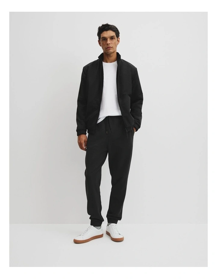 Reverse Sherpa Zip Through Jacket in Black image 3