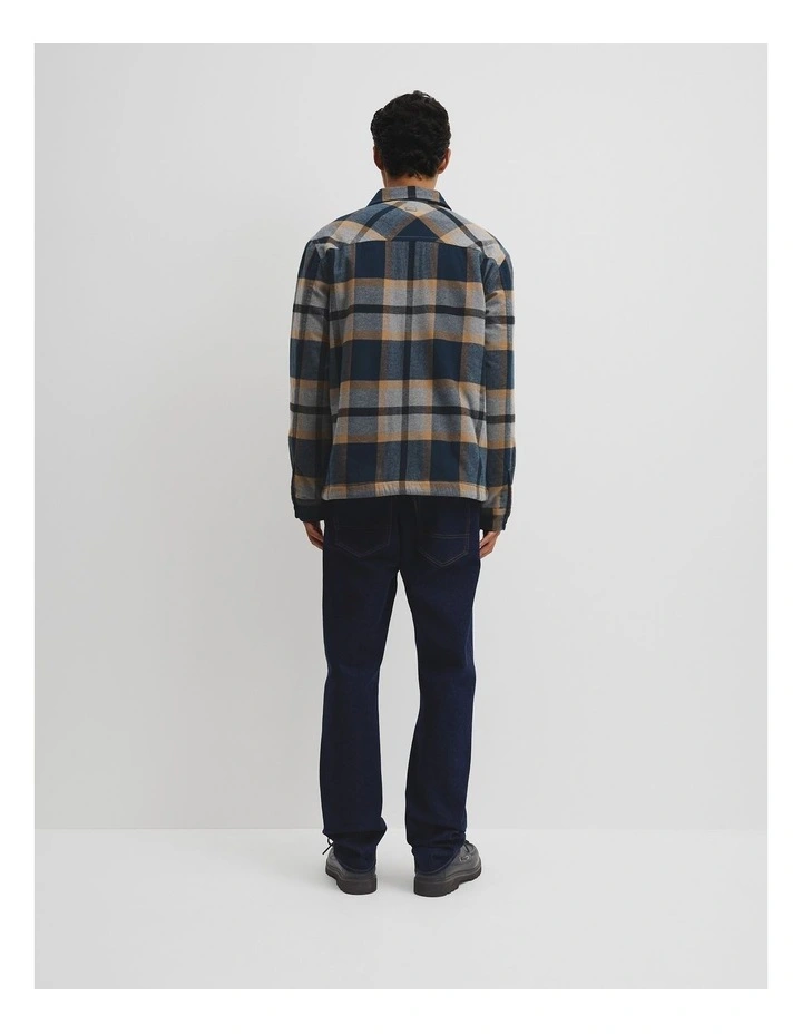 Check Sherpa Overshirt in Navy image 4
