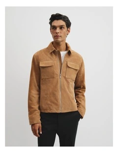 Suede Zip Through Jacket in Mink