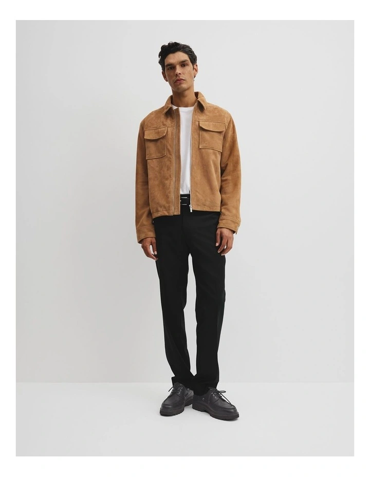 Suede Zip Through Jacket in Mink image 3