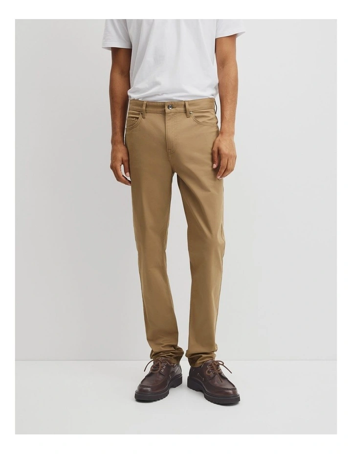 Australian Cotton Tapered Five Pocket Pant in Tan image 2