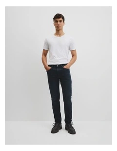 Australian Cotton Straight Leg Jean in Blue Black Denim