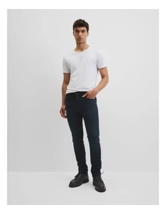 Australian Cotton Slim Leg Jean in Blue Black Denim