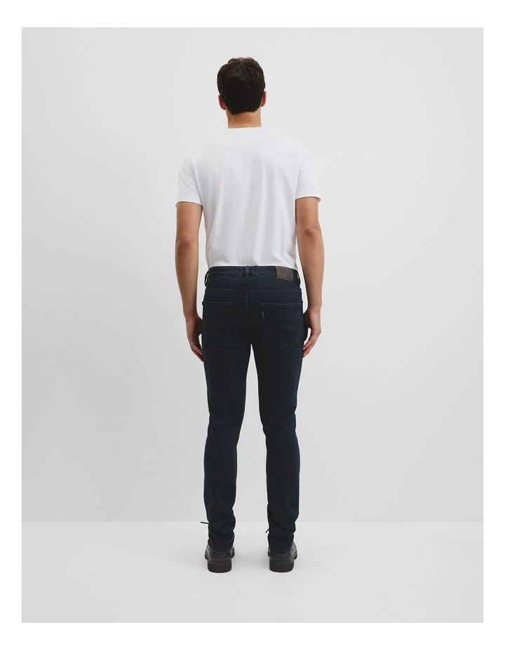 Australian Cotton Slim Leg Jean in Blue Black Denim image 4