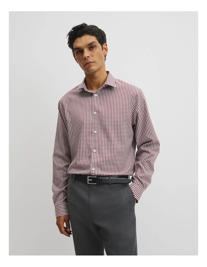 Regular Fit Gingham Travel Shirt in Fig image 1