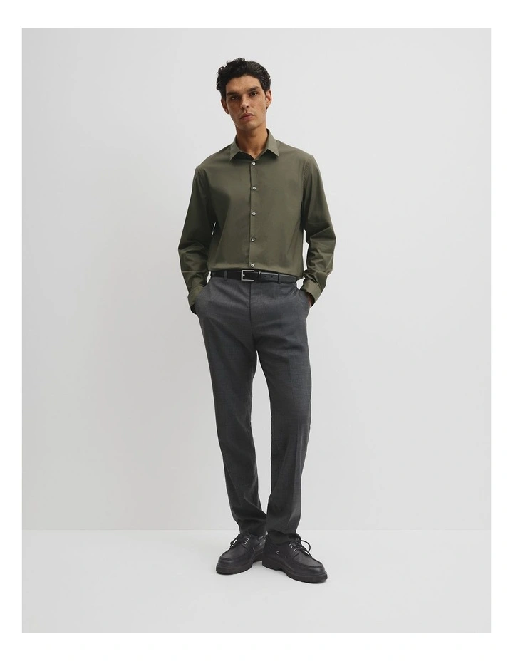 Slim Fit Stretch Cotton Shirt in Woodland Green image 3