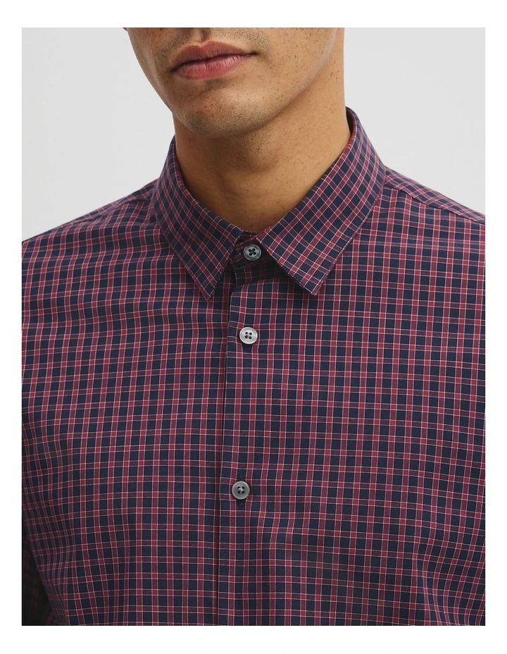Slim Fit Cotton Check Shirt in Fig image 2