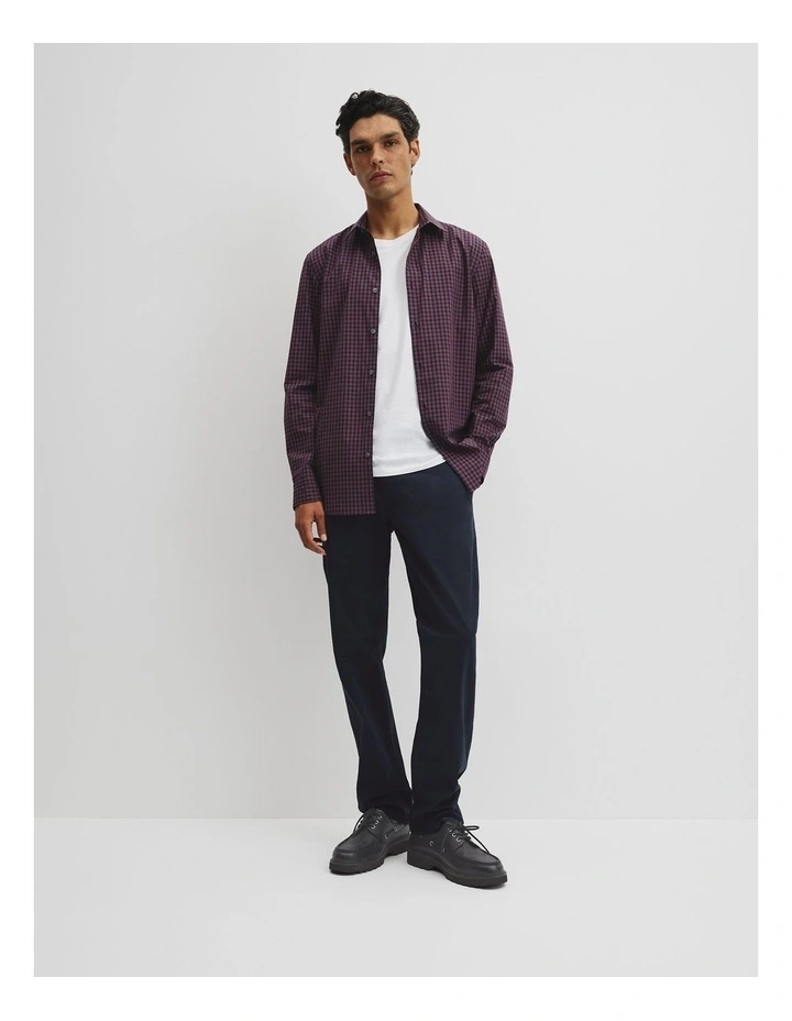Slim Fit Cotton Check Shirt in Fig image 4