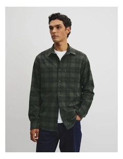 Regular Fit Flannel Check Shirt in Woodland Green