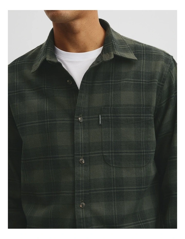 Regular Fit Flannel Check Shirt in Woodland Green image 2