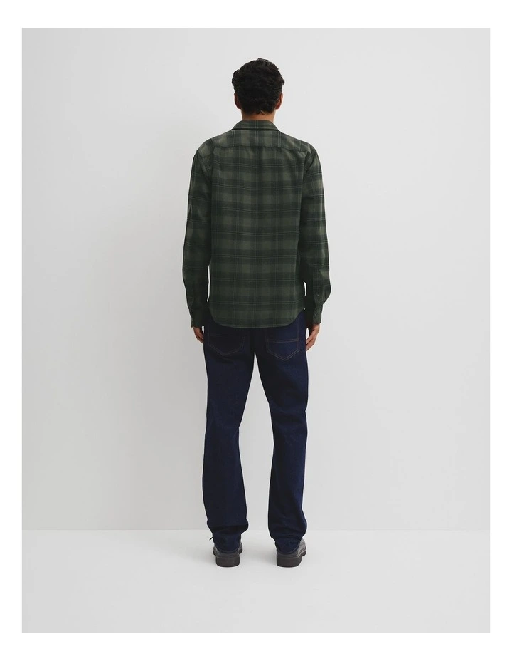 Regular Fit Flannel Check Shirt in Woodland Green image 4