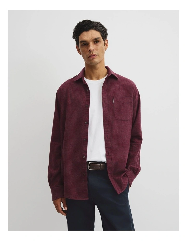 Regular Fit Flannel Check Shirt in Fig image 1