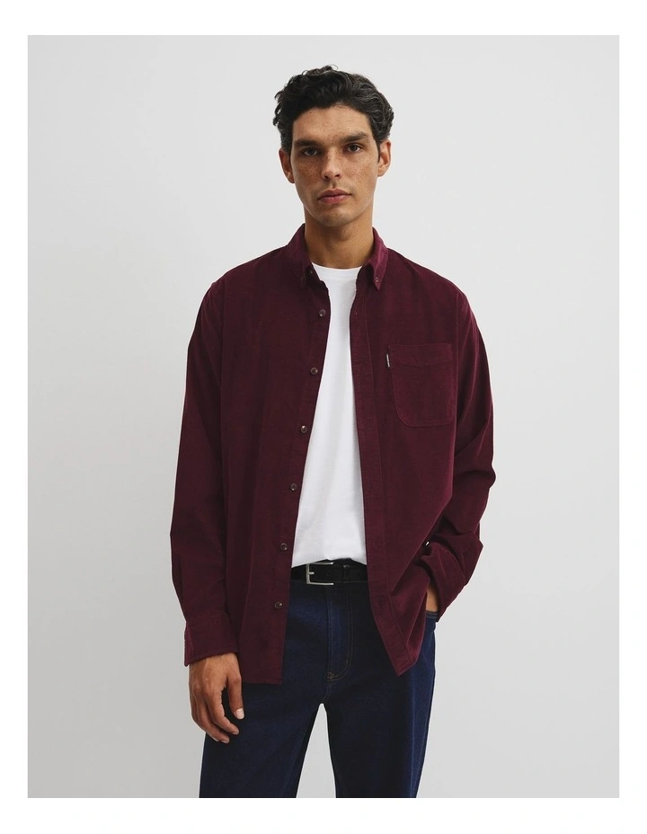 Regular Fit Corduroy Shirt in Fig image 1