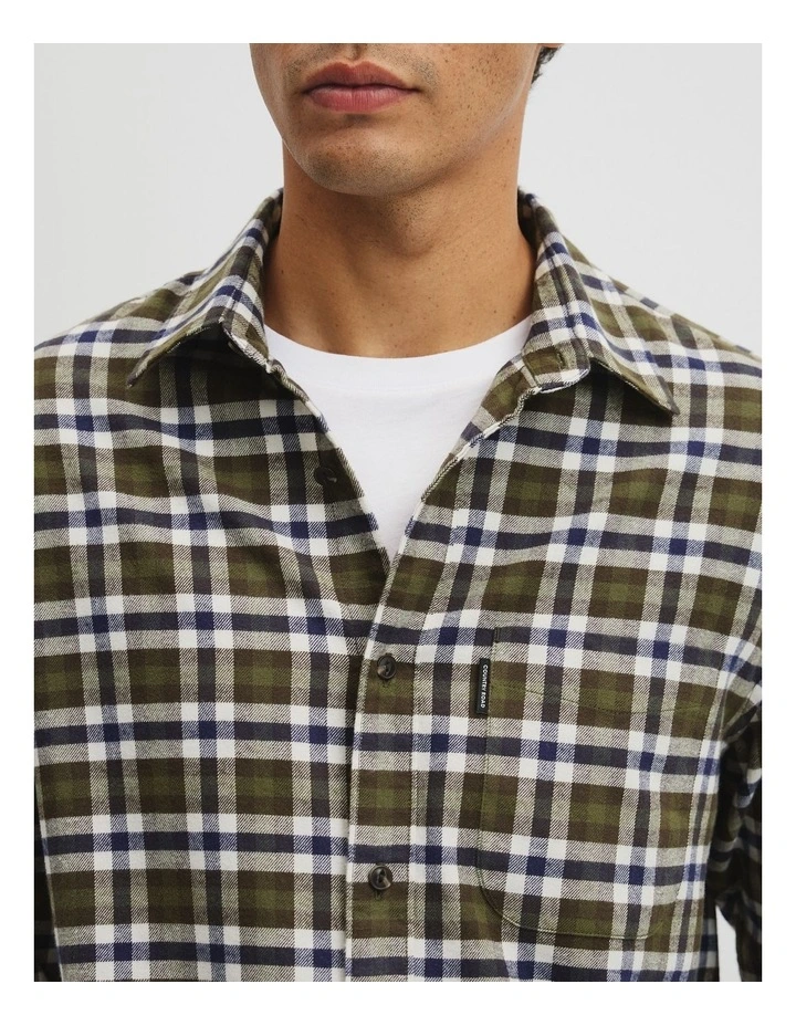 Regular Fit Flannel Check Shirt in Green Multi image 2