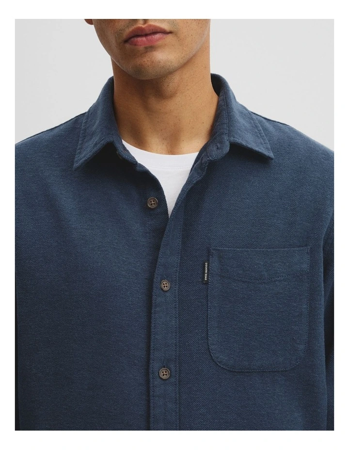 Regular Fit Brushed Cotton Shirt in Blueprint image 2