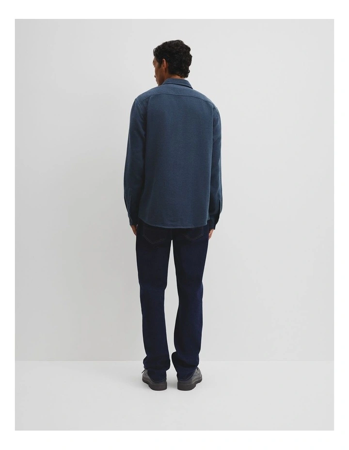 Regular Fit Brushed Cotton Shirt in Blueprint image 4