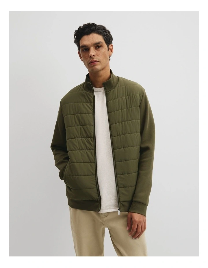 Hybrid Funnel Zip Through Jacket in Woodland Green image 1