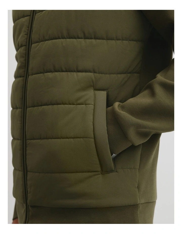 Hybrid Funnel Zip Through Jacket in Woodland Green image 2