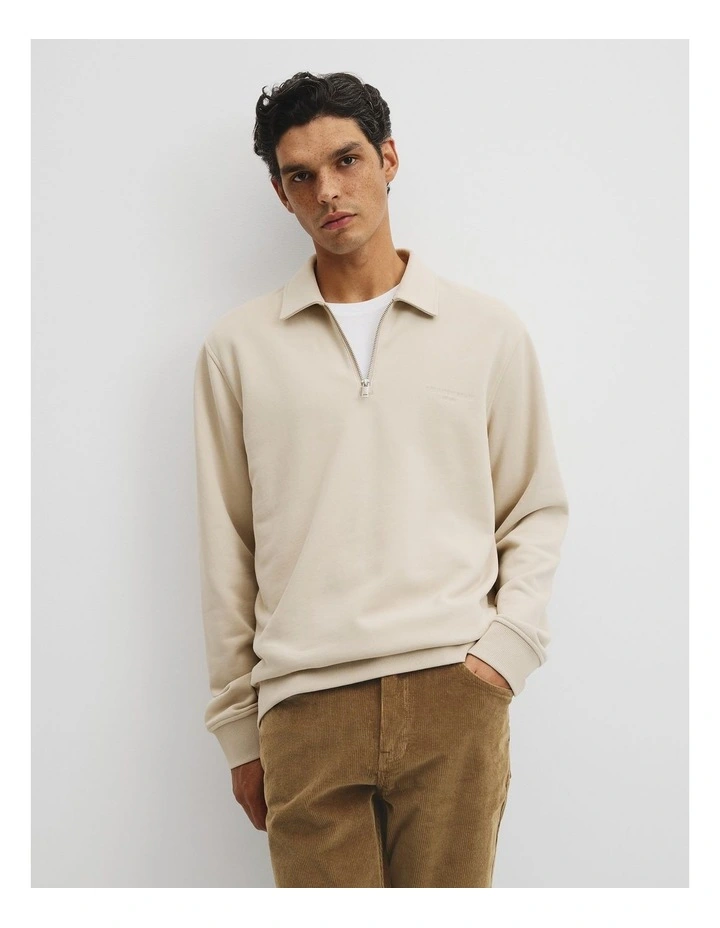 Australian Cotton Collar Sweat in Bark image 1