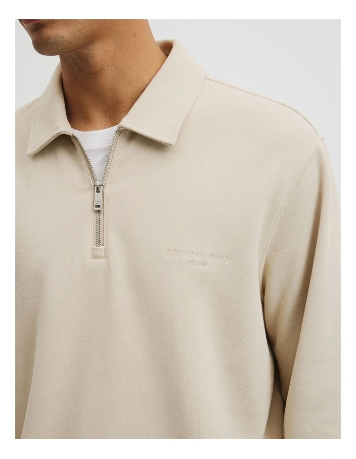 Australian Cotton Collar Sweat in Bark image 3