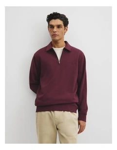 Australian Cotton Collar Sweat in Fig