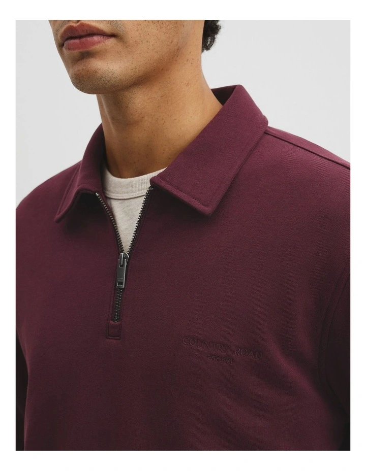 Australian Cotton Collar Sweat in Fig image 2