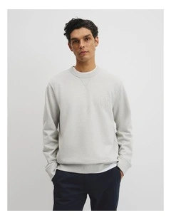 Australian Cotton Cr Crew Neck Sweat in Grey Marle