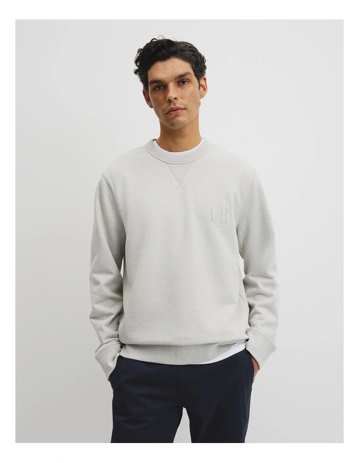 Australian Cotton Cr Crew Neck Sweat in Grey Marle image 1