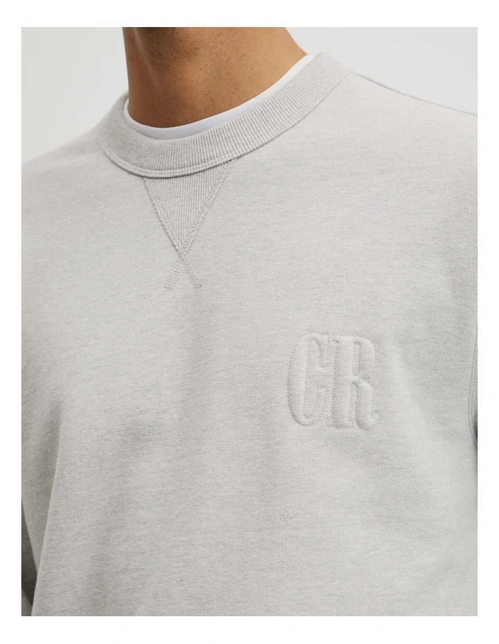 Australian Cotton Cr Crew Neck Sweat in Grey Marle image 2