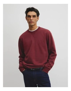Australian Cotton Cr Crew Neck Sweat in Fig