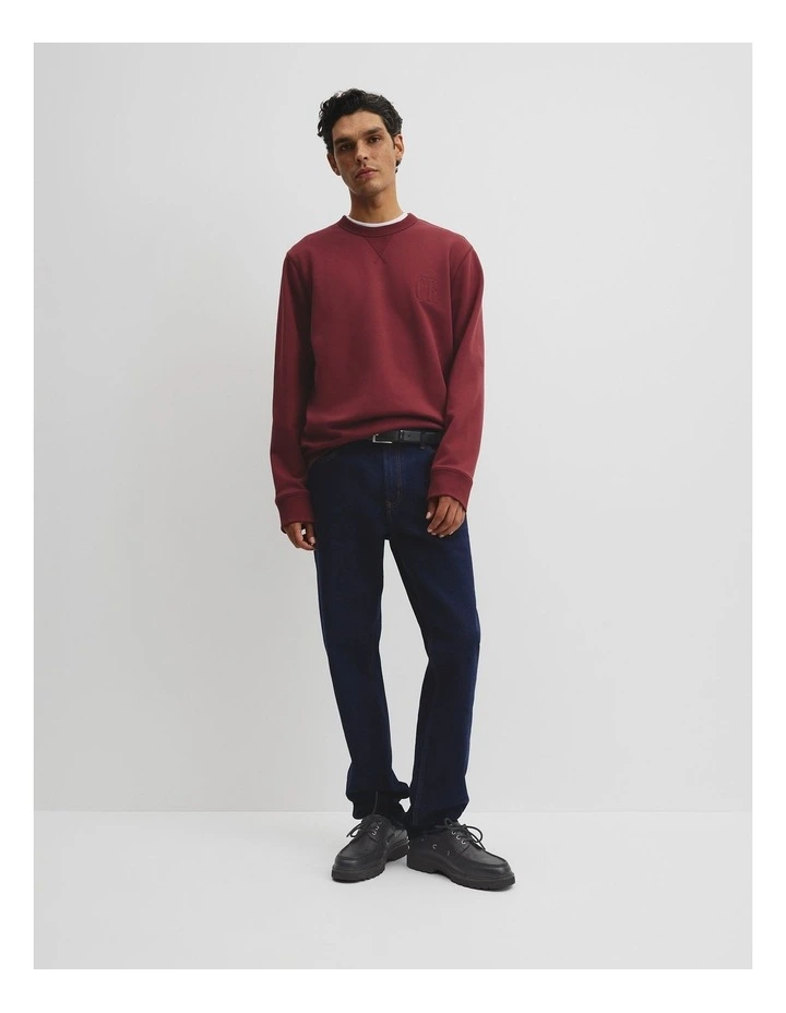 Australian Cotton Cr Crew Neck Sweat in Fig image 3