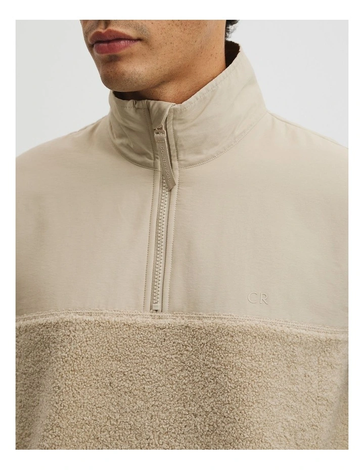 Sherpa Half Zip Sweat in Light Camel image 2