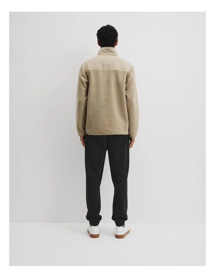 Sherpa Half Zip Sweat in Light Camel image 4