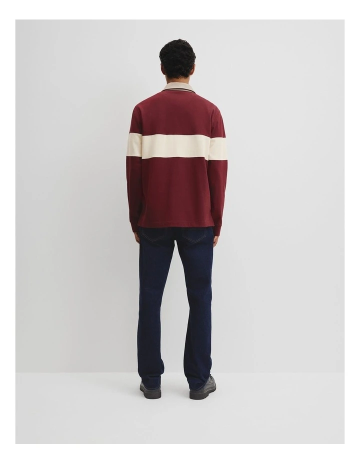 Australian Cotton Panel Rugby Polo in Fig Stripe image 5