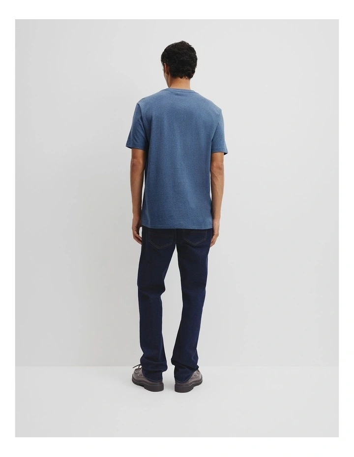 Brushed Melange Cotton T-shirt in Navy Melange image 4