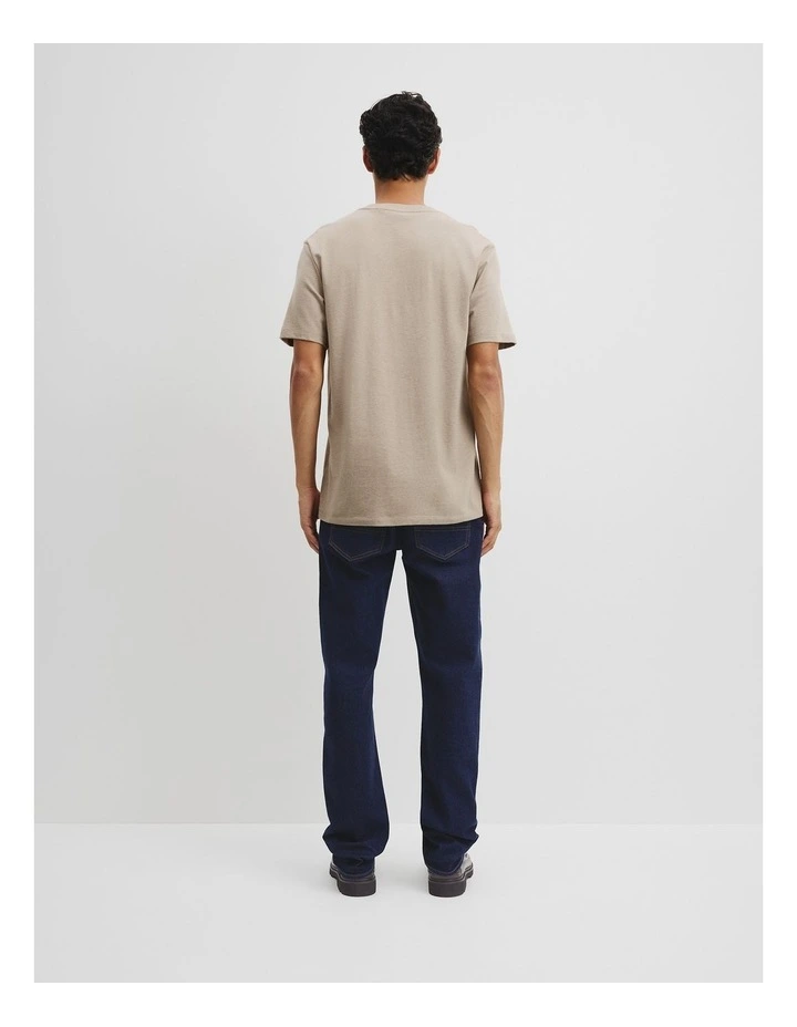 Brushed Melange Cotton T-shirt in Taupe Melange image 4