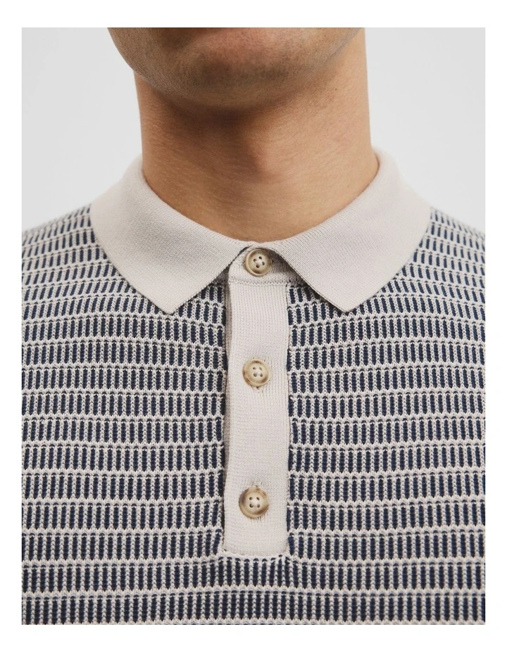 Australian Cotton Textured Knit Polo in Navy image 3