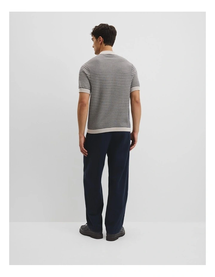 Australian Cotton Textured Knit Polo in Navy image 4