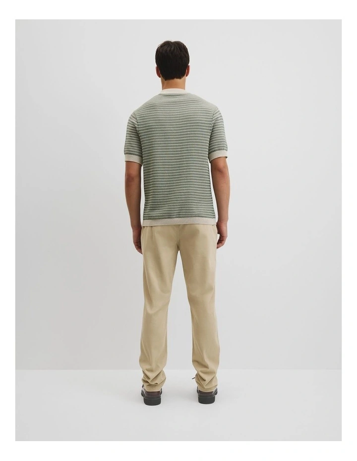 Australian Cotton Textured Knit Polo in Field Green image 4