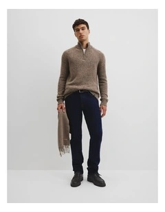 Merino Nep Quarter Zip Knit in Umber