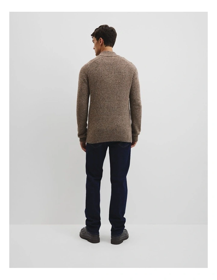 Merino Nep Quarter Zip Knit in Umber image 2