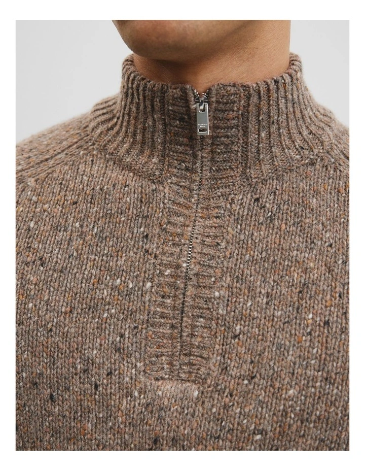 Merino Nep Quarter Zip Knit in Umber image 4