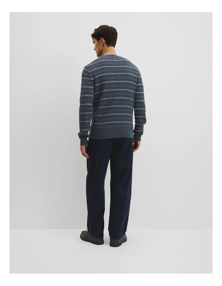 Australian Good Earth Cotton Wool Blend Jacquard Check Knit in Navy image 4