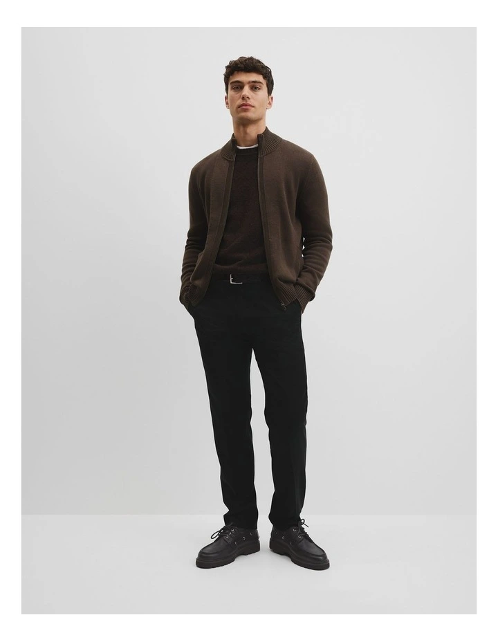 Australian Cotton Zip Through Knit Jacket in Mahogany image 1