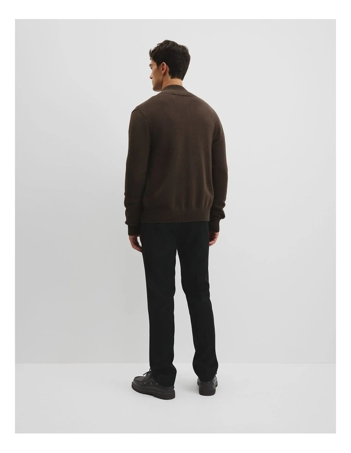 Australian Cotton Zip Through Knit Jacket in Mahogany image 4