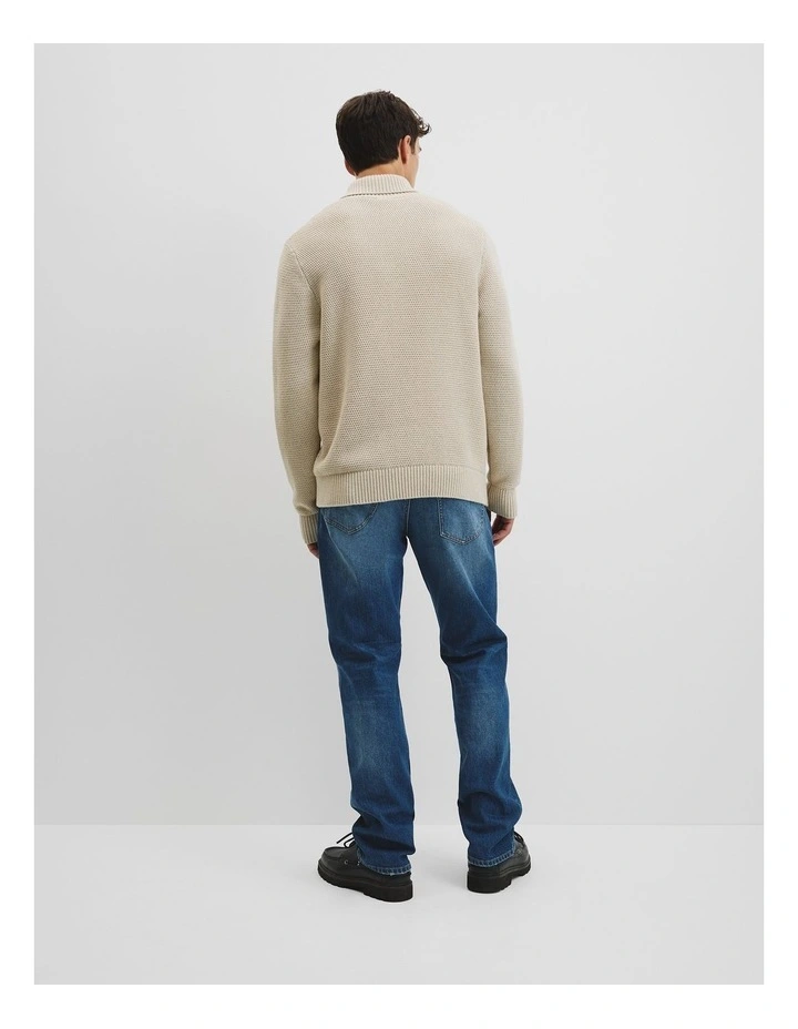 Australian Good Earth Cotton Wool Blend Textured Roll Neck Knit in Barley image 5