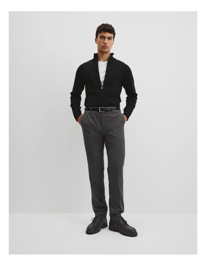 Australian Cotton Silk Blend Zip Through Knit Jacket in Black image 2