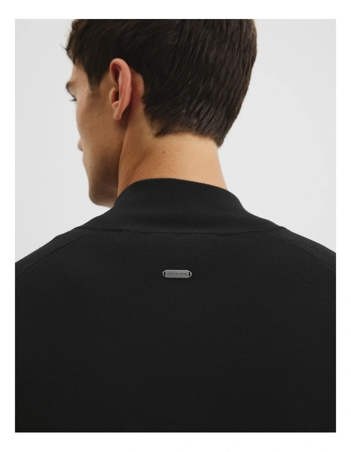 Australian Cotton Silk Blend Zip Through Knit Jacket in Black image 3