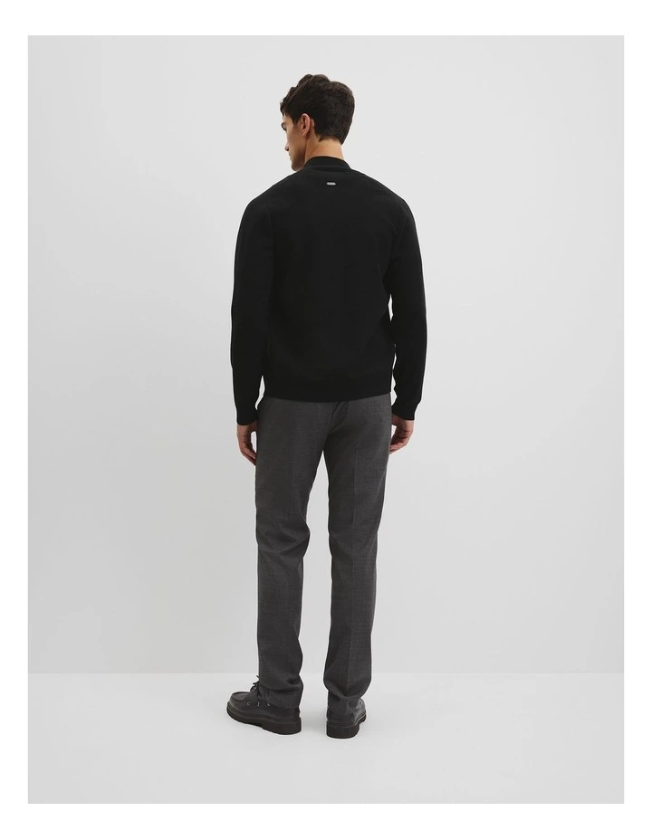 Australian Cotton Silk Blend Zip Through Knit Jacket in Black image 4
