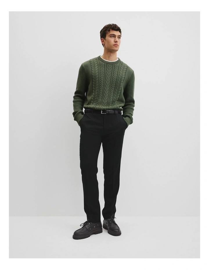 Australian Good Earth Cotton Cable Crew Neck Knit in River Gum image 2